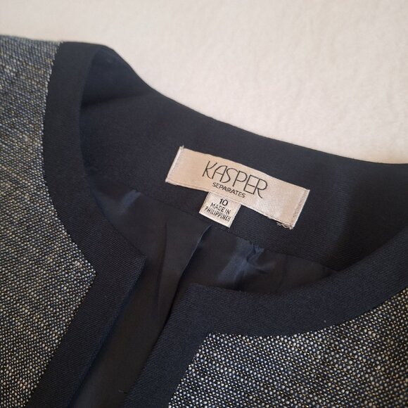 💙 Kasper Metallic Thread Blazer Size 10 Office Formal Contemporary - Picture 3 of 8